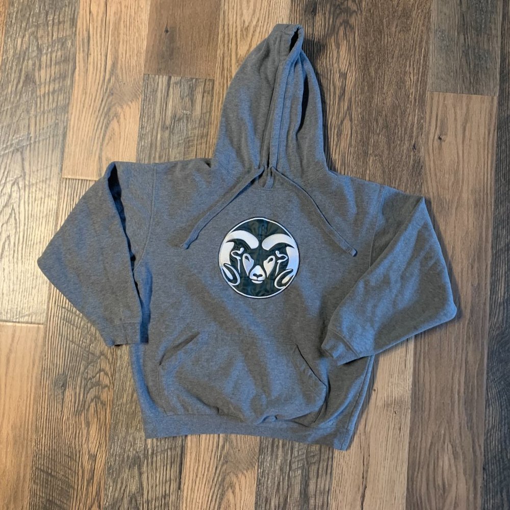 Colorado State University Small Gray Hoodie Sweatshirt with Cam the Ram